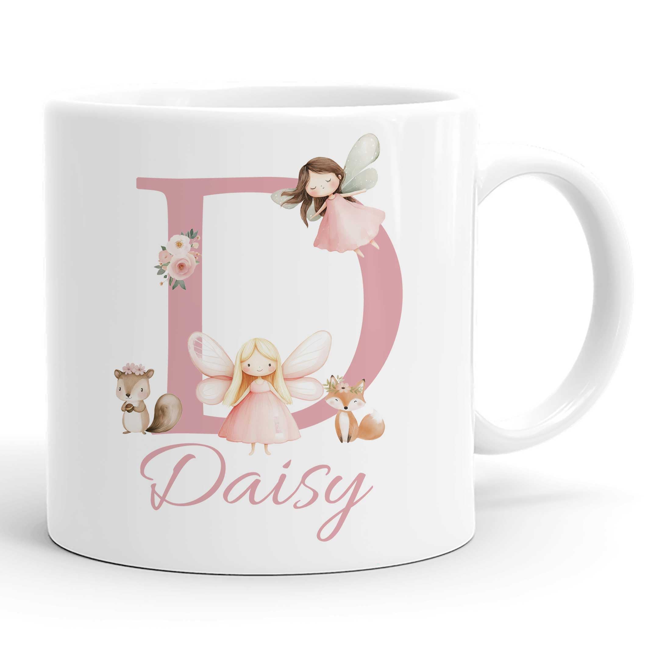 Tigerlilyprints Personalised Kids Plastic Mug with Name – Girls Unbreakable Beaker Cup 9cm – Custom Drinking Mug – Birthday, Easter Gift, Outdoor Cup for Children (Fairydust)