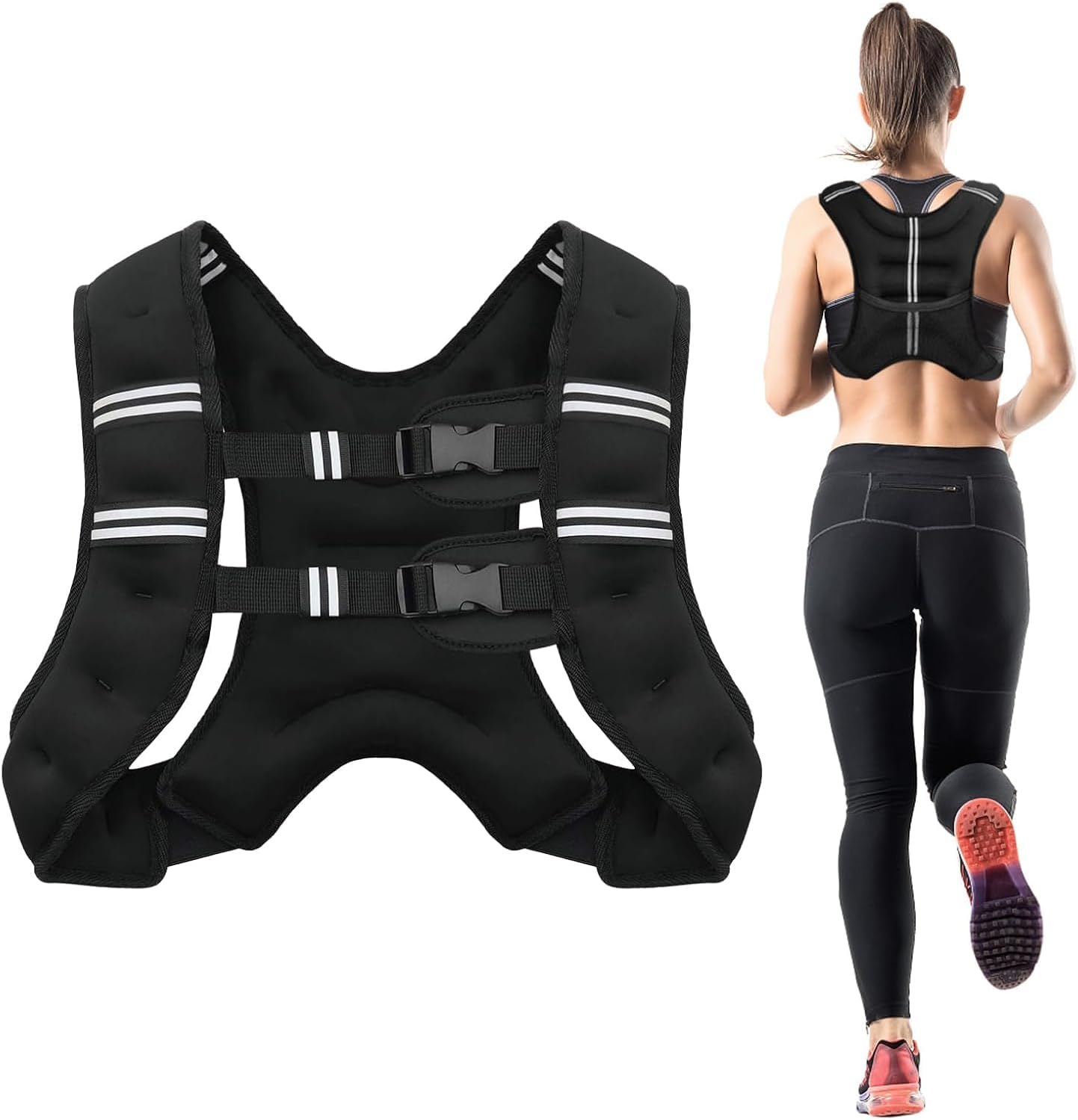 YelaJoy Adjustable Weighted Vest for Men & Women – 6lb to 30lb Reflective Fitness Vest for Running, Cross Training, Strength Workouts