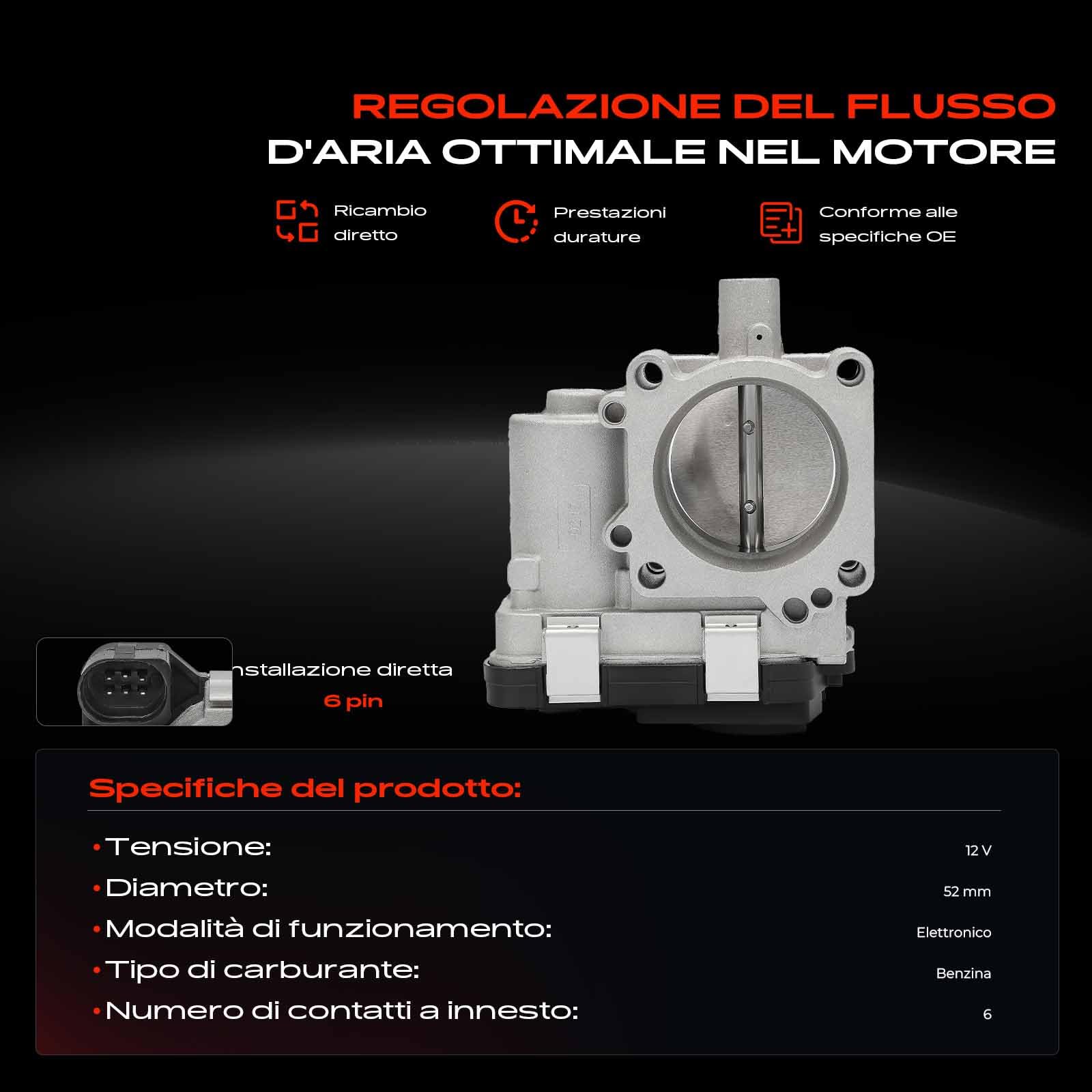 Frankberg Valvola dell'acceleratore Compatibile con Polo 6C1 6R1 1.2L Golf VII 5G1 BE1 BE2 BQ1 1.4L Golf Sportsvan AM1 AN1 1.4L Golf VII 5G1 BE1 BE2 BQ1 1.2L 03F133062E