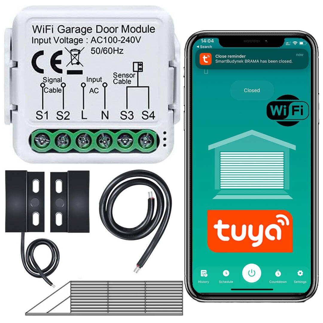 Sone Smart One Ouvre Porte de Garage Connecté WiFi 2.4GHz – Module WiFi Portail Électrique avec Capteur d’Ouverture 480cm – Tuya Smart Life, Alexa, Google Home, Home Assistant – 230V