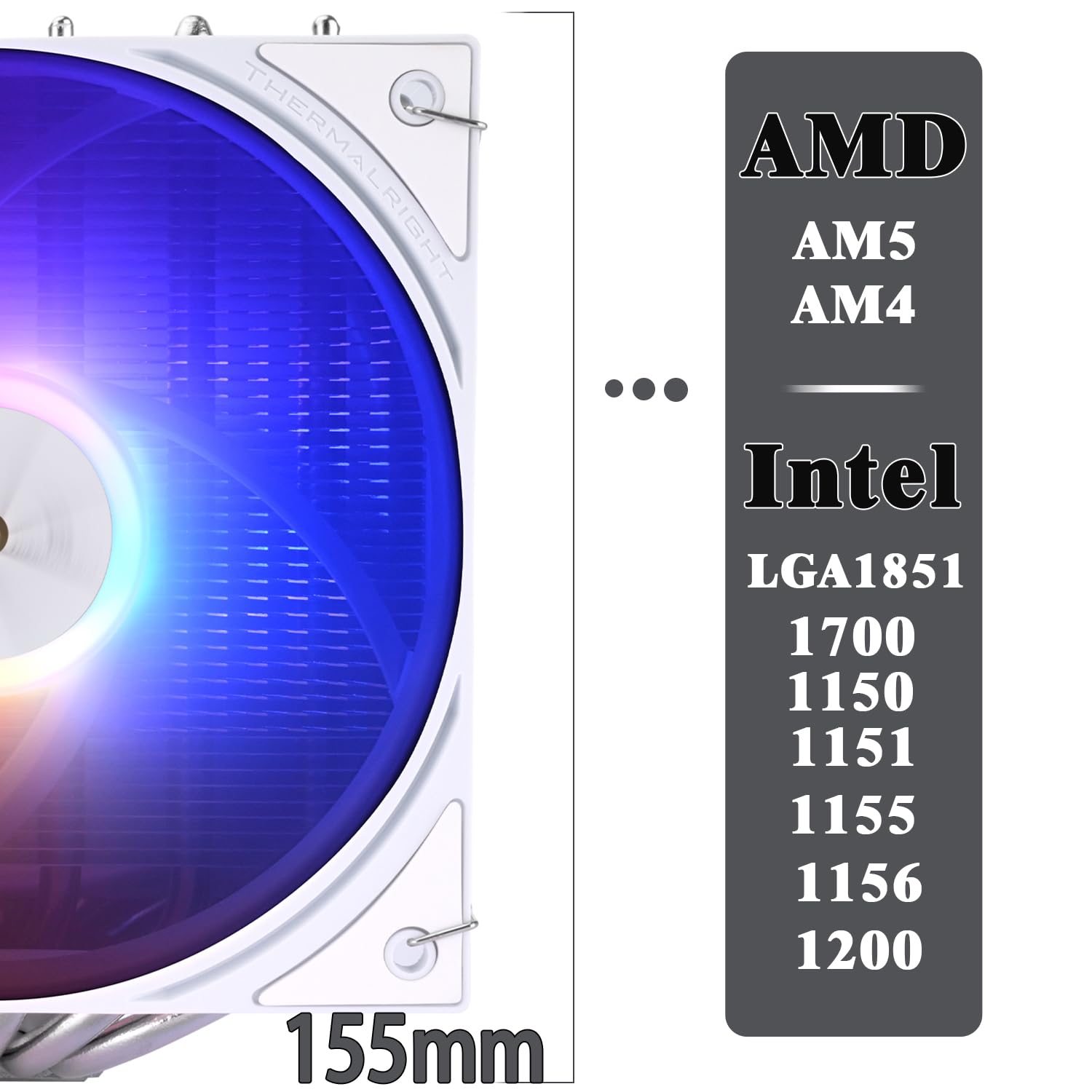 TR-Thermalright Peerless Assassin 120 SE ARGB White V3 CPU Cooler, dissipatore d'aria per CPU Twin-tower ad alte prestazioni, altezza 155 mm, raffreddamento tubi di calore 6 x 6 mm, per Intel LGA 1700