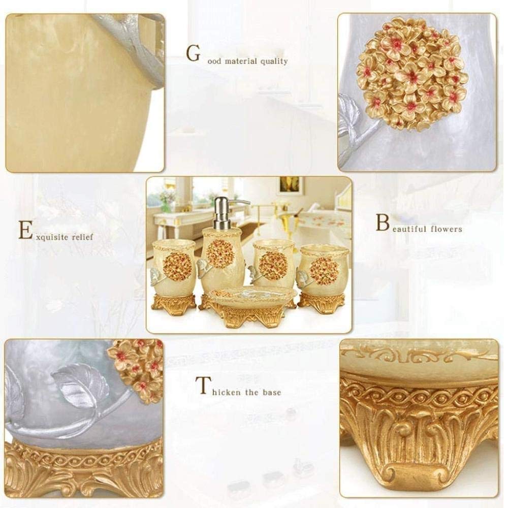 5 Piezas Baño De Seis, Conjunto De Baño De Cerámica Europea De 5 Piezas Conjunto De Accesorios De Baño para El Hogar,B