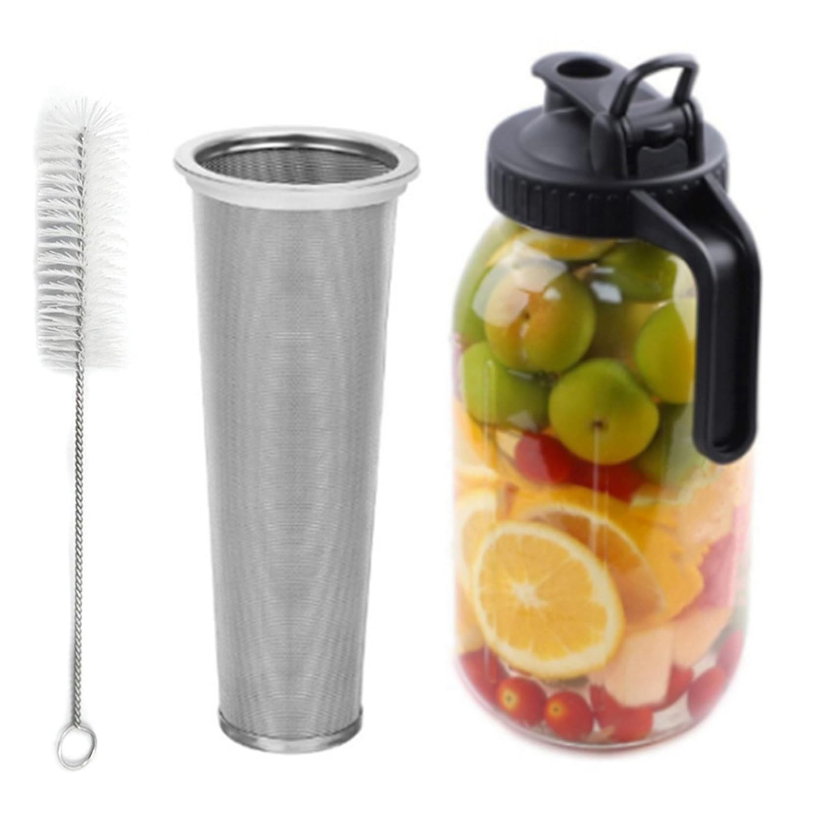 2X Cafetera de Preparación en Frío Jarra de Preparación en Frío de 64 Oz con Filtro Súper de Acero Inoxidable para Café Preparado con Hielo, Té Helado-A