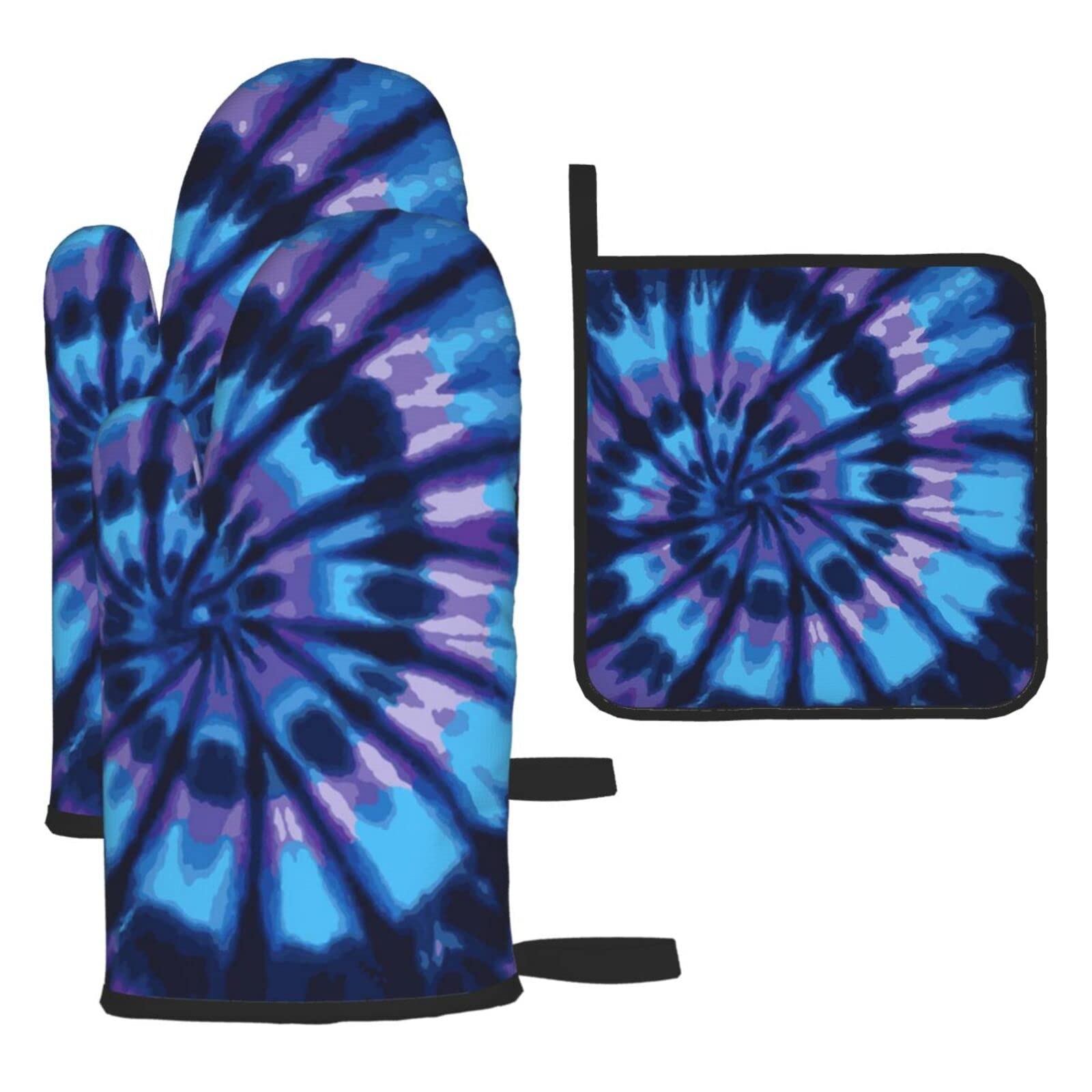 Gants de cuisine et maniques violets teints par nœuds lot de 3 pièces