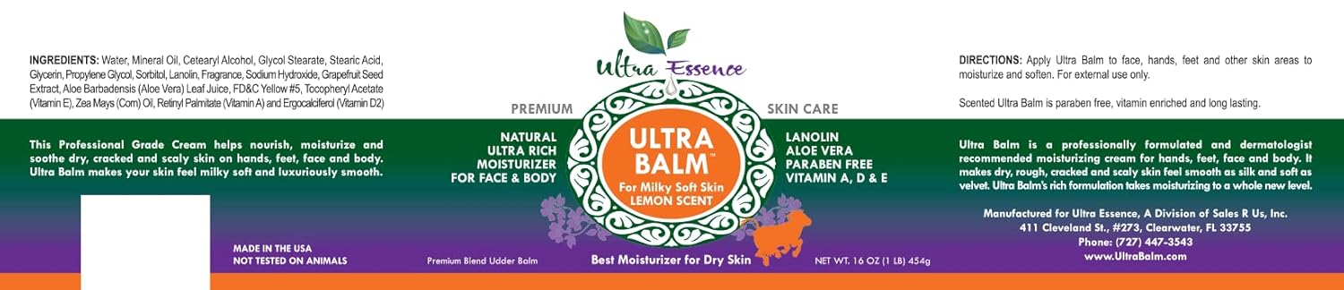 Daily Moisturizer 16 oz For Dry Itchy Skin, Psoriasis and Eczema, Contains Lanolin, Vitamins A, D & E, Aloe Vera, To Moisturize Face, Body, Dry Hands & Cracked Heels (Lemon) - Image 3