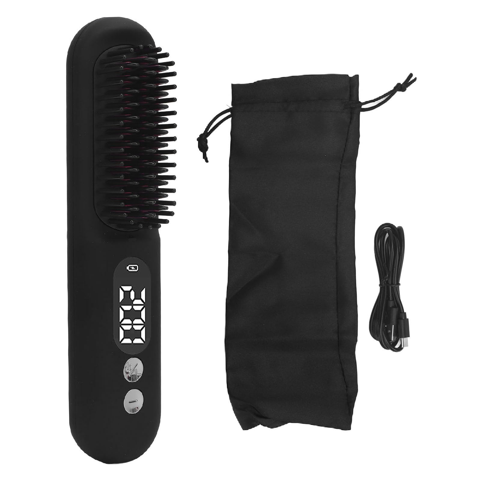 Spazzola per Lisciare i Capelli, Schermo LED Riscaldato Pettine per Lisciare i Capelli per Uso Domestico (BLACK)