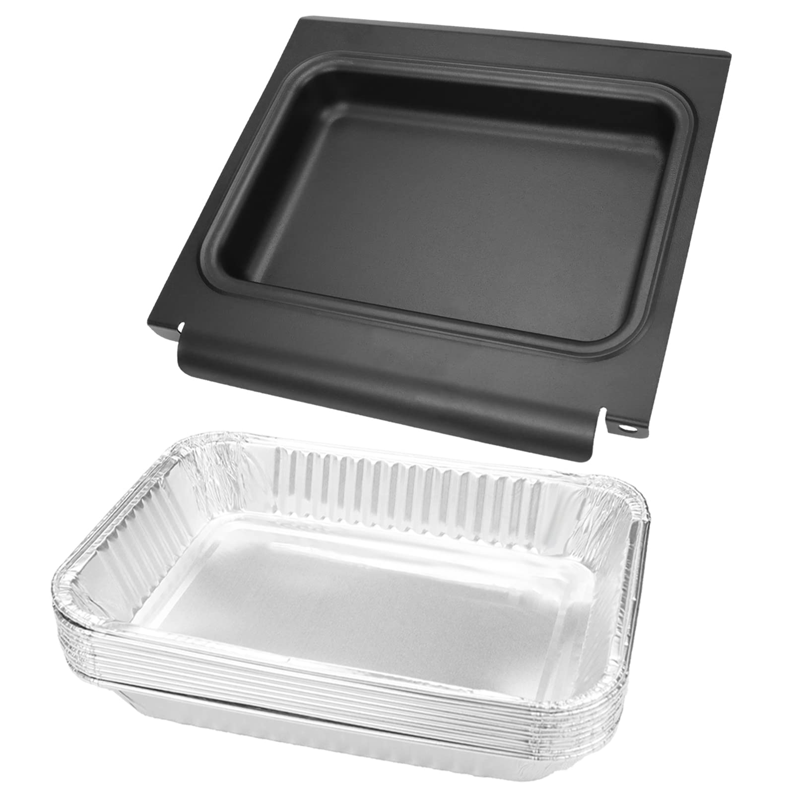 lsshao Grease Drip Pan with 10 Pack Aluminum Grease Cup Liners Compatible with Weber Spirit/Spirit II 200/300 Genesis and Genesis II LX200/300 Series Grill for Weber 67047 83156 6415
