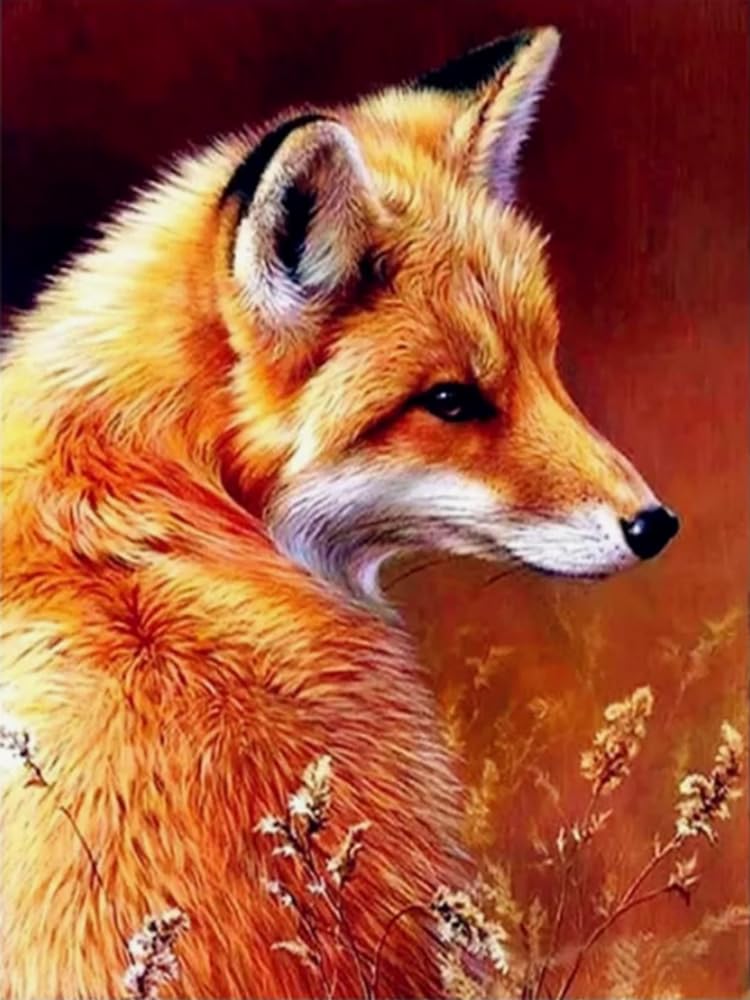 GLTEYACO Embroidery Cross Stitch Kit Fox 11CT Stamped Cross Stitch Kits DIY Adult Beginners for Pre-Printed Needlepoint Crafts 40x50 cm