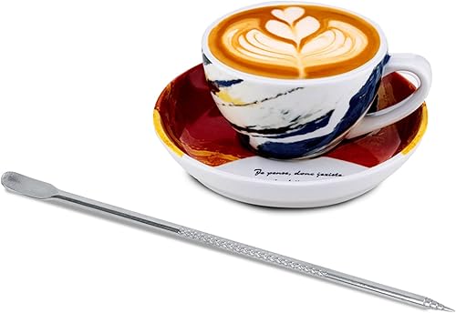 Miniatura 6 de Diyeeni Aguja de café de 5.3 in  5,3 pulgadas, cabeza de bolígrafo en espiral de acero inoxidable, aguja de arte de café para café con leche,