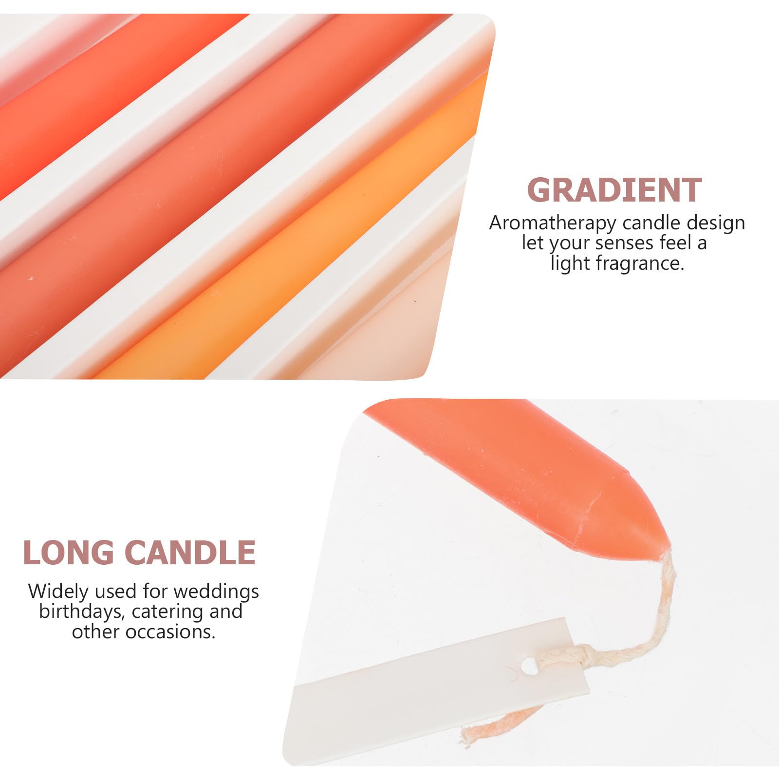 ULTECHNOVO 4 Piezas Velas Aromáticas Largas de Cera Vegetal Tono Anaranjado Diseño Simple para Ambientación y Cenas Luz Velas Generando Ambiente Romántico