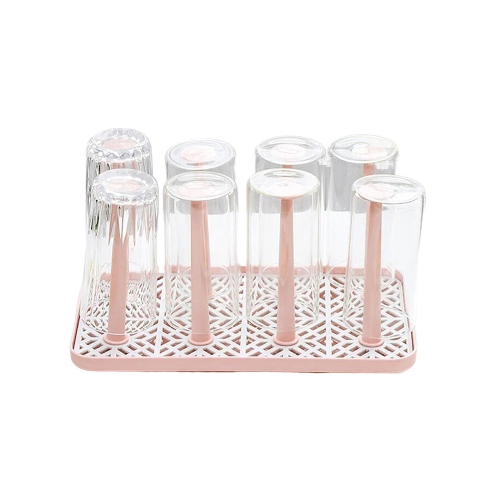 Yonmledo L Pink Mug Stand Cup Drying Rack Dust-Proof Glass Cup Drainer Holder Stand Detachable Bottle Dish Drying Shelfstorage Tray(L Pink)