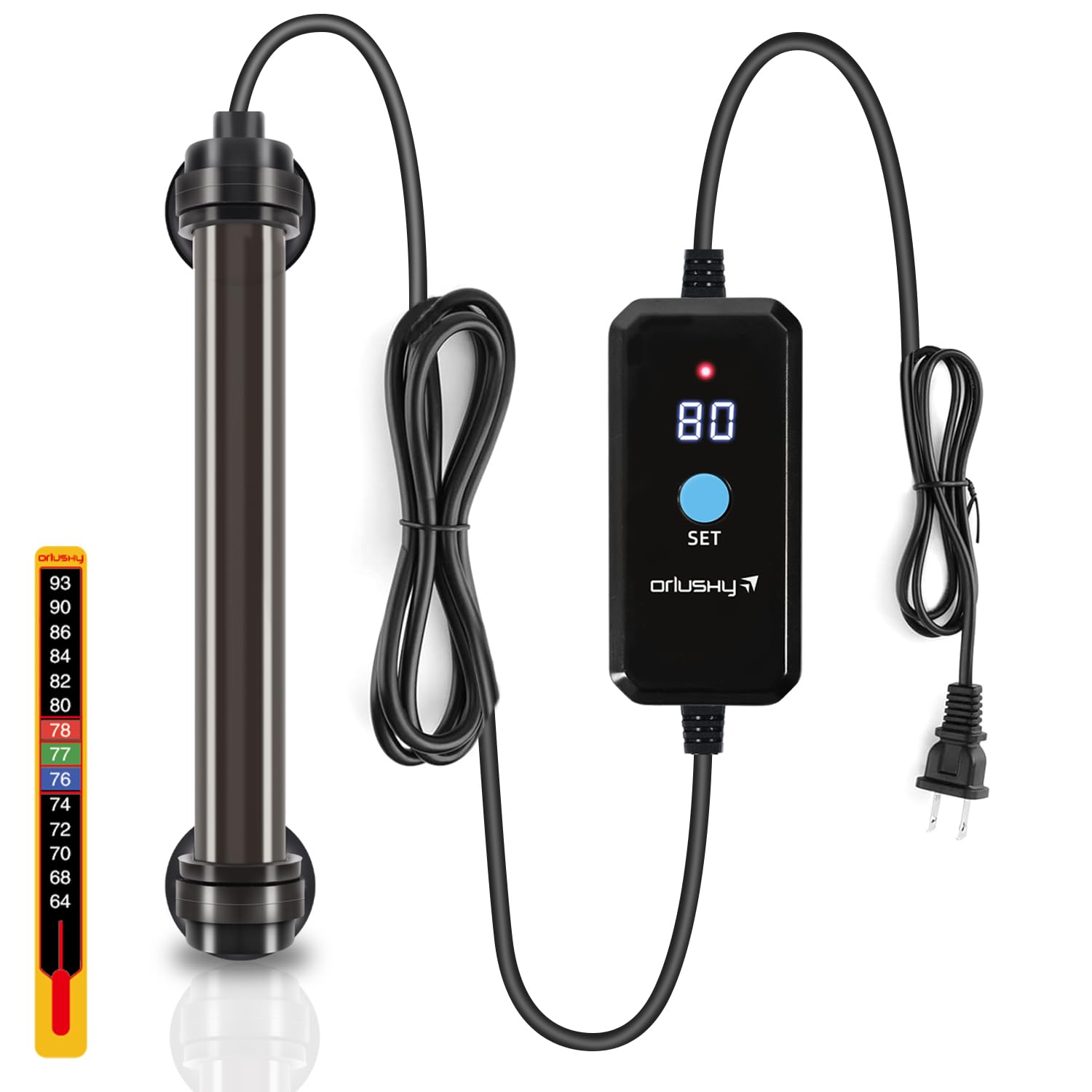 Chauffe-aquarium 50W submersible Orlushy pour aquarium eau douce et eau salée de 15 litres