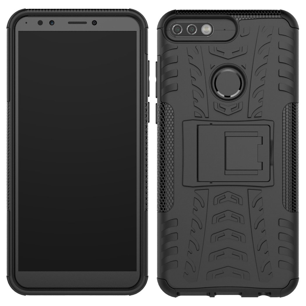 Huawei Honor 7C / Y7 Prime 2018 Case, [Kickstand] [Heavy Duty Protection] [Dual Layer] Slim Fit Hybrid Shock Proof Protective Case for Huawei Honor 7C/Y7 Prime 2018 (black)