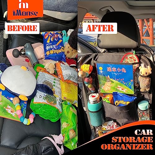 Image of Car Backseat Organizer Waterproof and Durable Car Seat Organizer, baby travel essential with 9 Storage Pockets 2 Pack, Black