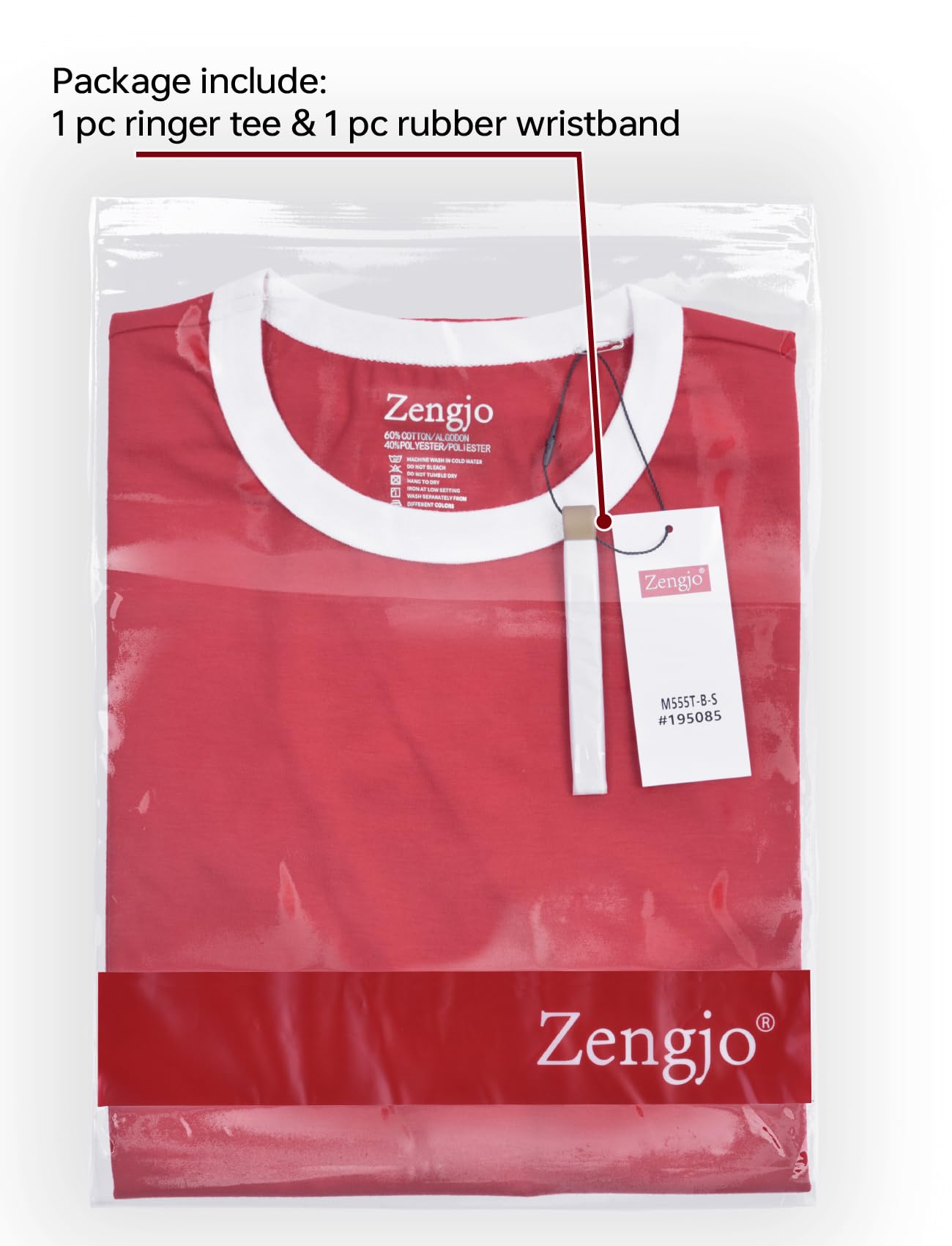 Zengjo Men's Ringer Tee Crewneck Athletic T Shirts Short Sleeve Sport Shirt for Men: X-Large Red/White