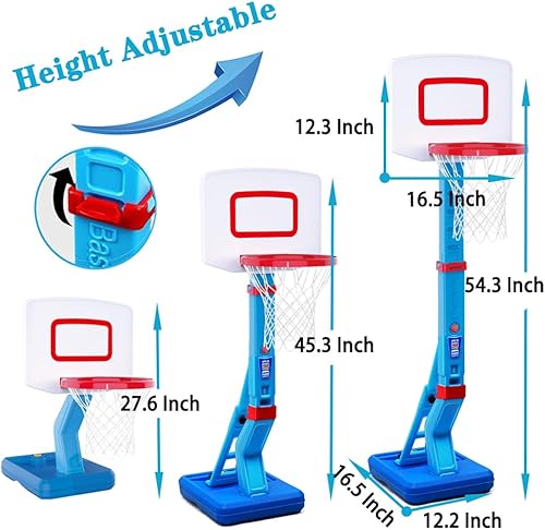 Miniatura 2 de Aro de baloncesto para niños, altura ajustable, aro de baloncesto para jugar en interiores y exteriores, portátil, junto a la piscina, aro de