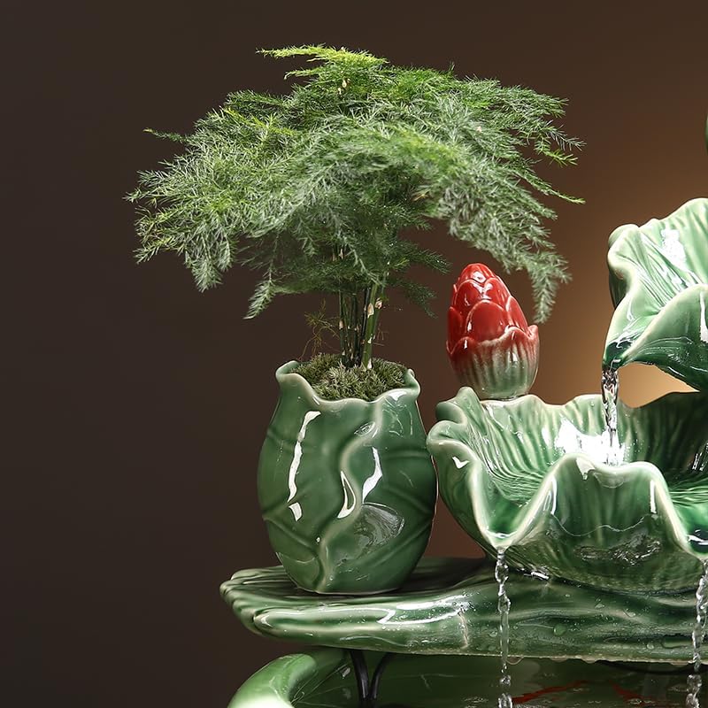 Water Fountains Indoor Tabletop Fountain Chinese Style Water Fountain Office Living Room Ceramic Fish Tank Ornaments Tabletop Fountain