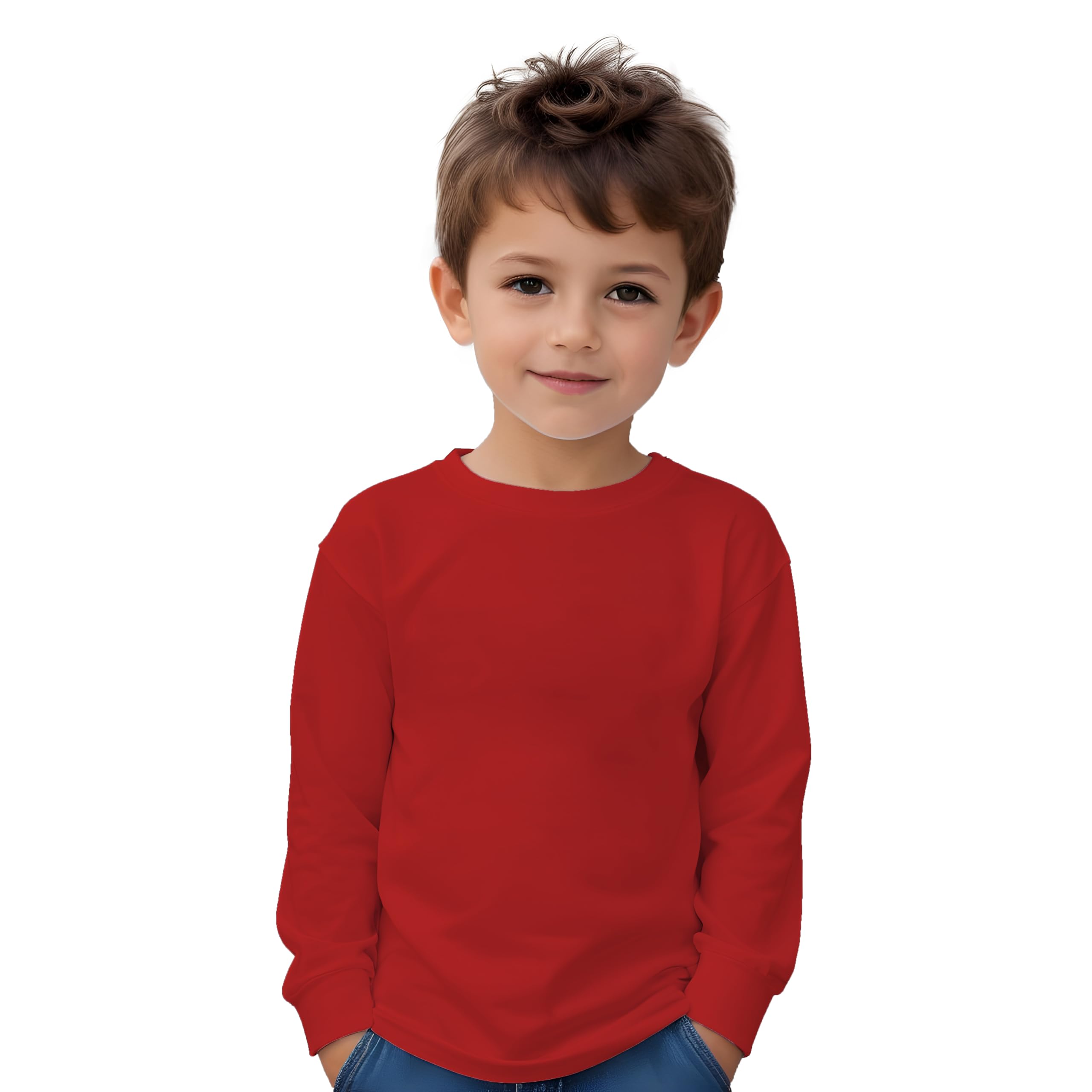KINKIES Camiseta Manga Larga 100% Algodón para niños - Camiseta de Abrigo para el frío en Colores, cómoda, Suave, Lisa y Elegante