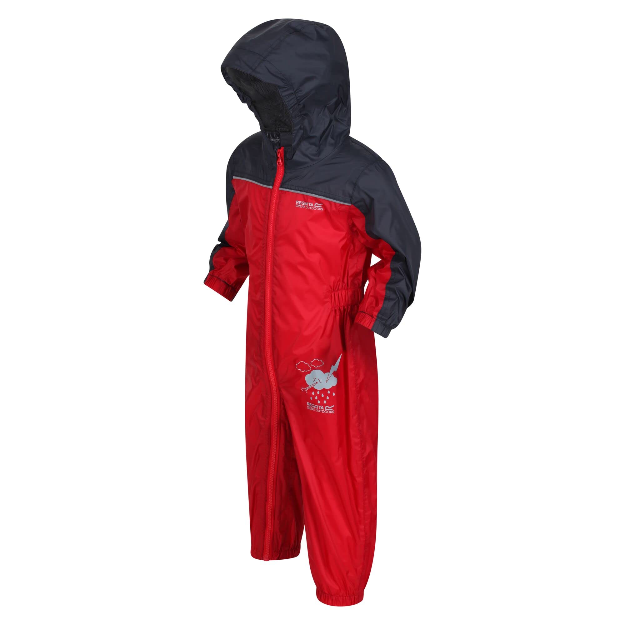 Regatta Kids puddle suit - all in one waterproof for kids - Breathable and rain proof hooded outdoor warm Puddlesuit - reflective trim and taped Seams - playsuit For Boys and Girls