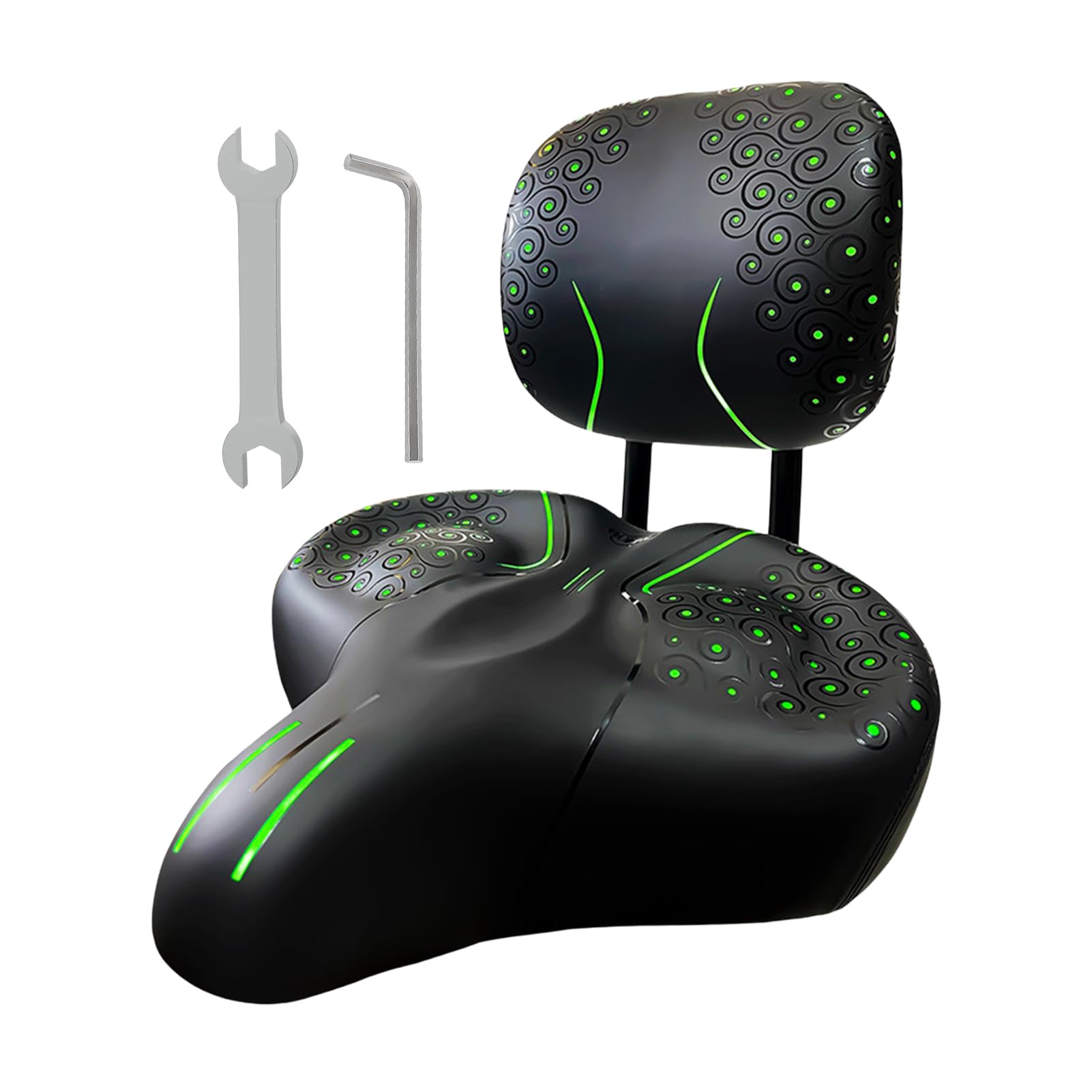 Asiento de ciclismo cómodo – Sillín ancho de piel sintética, asientos acolchados suaves con soporte trasero, silla de bicicleta impermeable | Cómodo asiento de ciclismo para hombres y mujeres