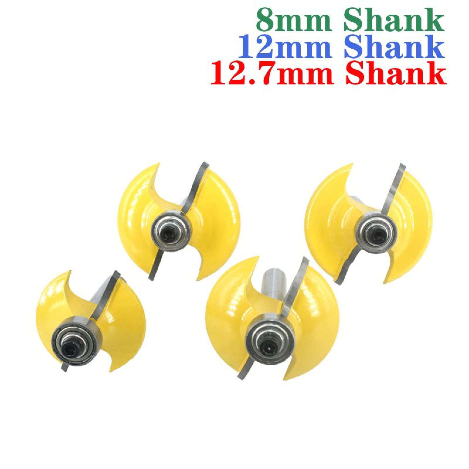4 pezzi 8mm/12mm/12,7mm gambo del cassetto del router bit set tondo sopra bordare bordo mulino fresa legno fresa in metallo duro lavorazione del legno,gambo 8mm