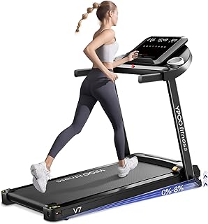 YPOO Treadmills for Home, Folding Treadmill with 8% Incline, 12km/h Walking Pad Foldable, Low Noise Walking Treadmill with Large Running Area, LED Display, 136kg Weight Capacity