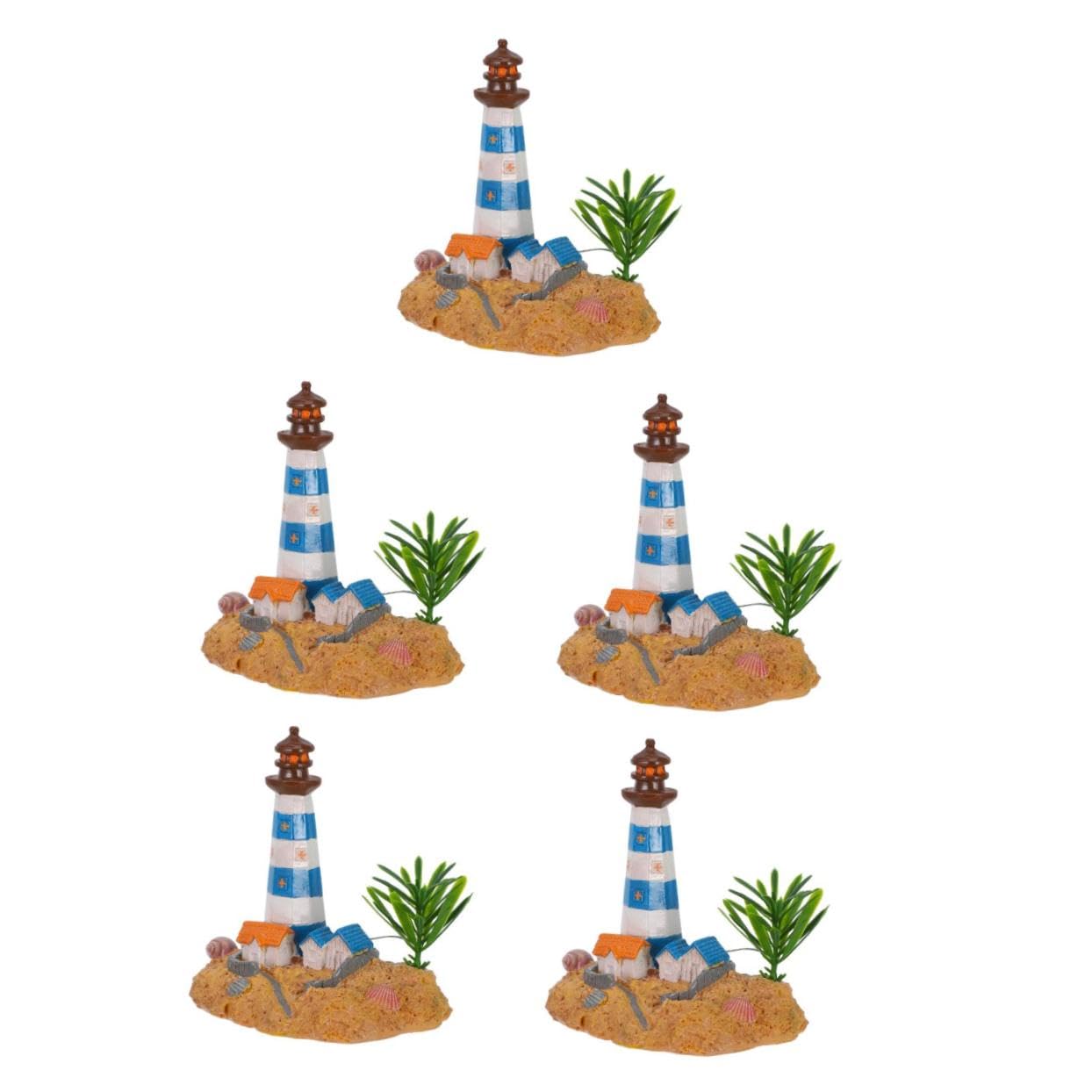 PRETYZOOM 5 Piezas Adornos de Acuario decoración del Faro del Patio Cueva de Decoraciones de Acuario Decoración Acuario Adorno Acuario decoración del jardín Faro Micro Paisaje Resina