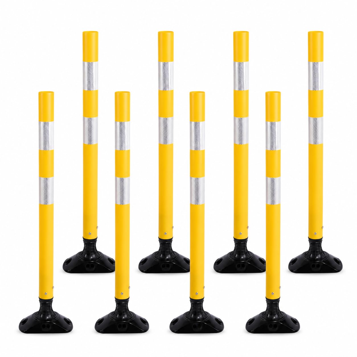 Lote de 8 postes de señalización flexibles de 91 cm – Resistente a impactos, autoenderezable y reflectante – Ideal para entradas, parkings y aceras (Amarillo)