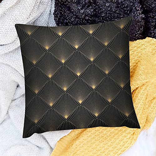 Rurals Art Deco Golden Gold Black Elegant Chic Vintage Retro Decorative Pillow Covers Cozy Soft Throw Pillowcase Square Couch Cushion Cover For Home Decor Sofa Living Room Bed Car 18X18 Inch thumb #7