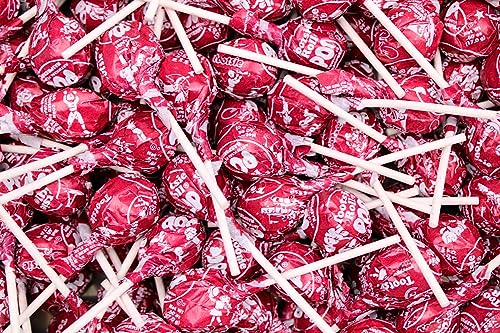 Red Raspberry Red Lollipops, Red Tootsy Pops, by Queen City Candy Cave,(1 Pound)