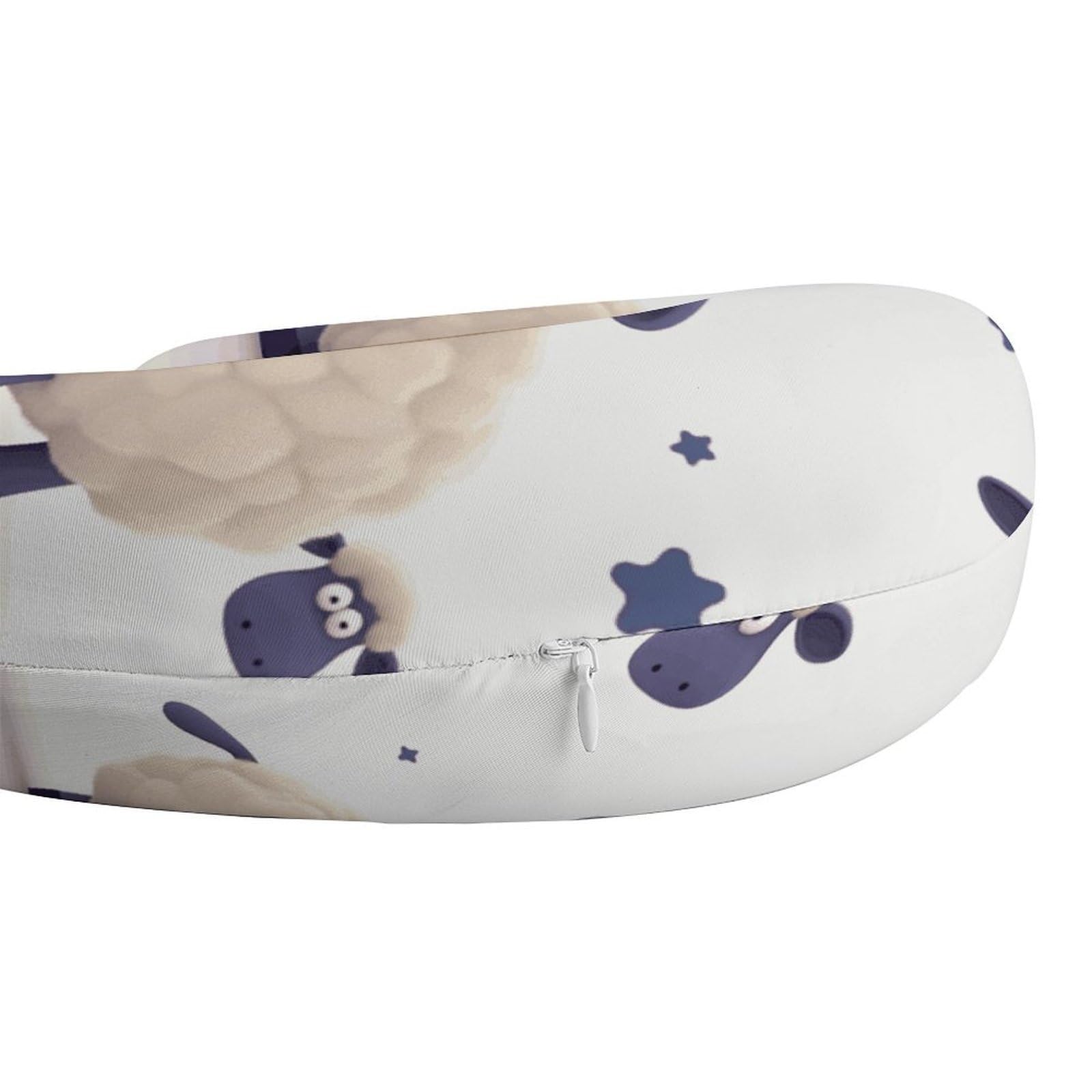 Almohada en forma de U de oveja, núcleo de almohada de espuma viscoelástica, cojín, proporciona apoyo para el cuello, almohada de viaje, adecuada para aviones, coches, hogares y oficinas.