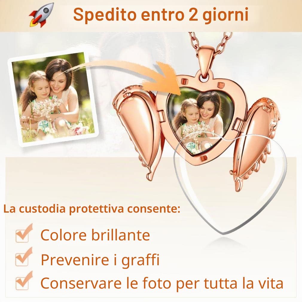 Supcare Cuore Collana con Foto Personalizzata, Argento/Oro/Oro Rosa Collana Donna con Medaglione, 12 Stili Foto Collana Portafoto Locket, Idee Regalo Donna Ragazza Mamma