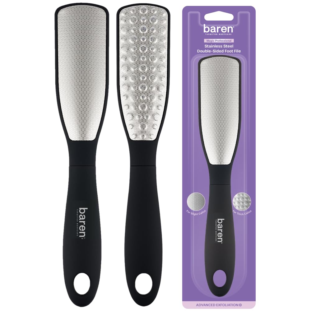 BAREN Magic Pedicure File Scrubber Callus Remover in acciaio inox con ammorbidente per la pelle (doppio lato scrubber)