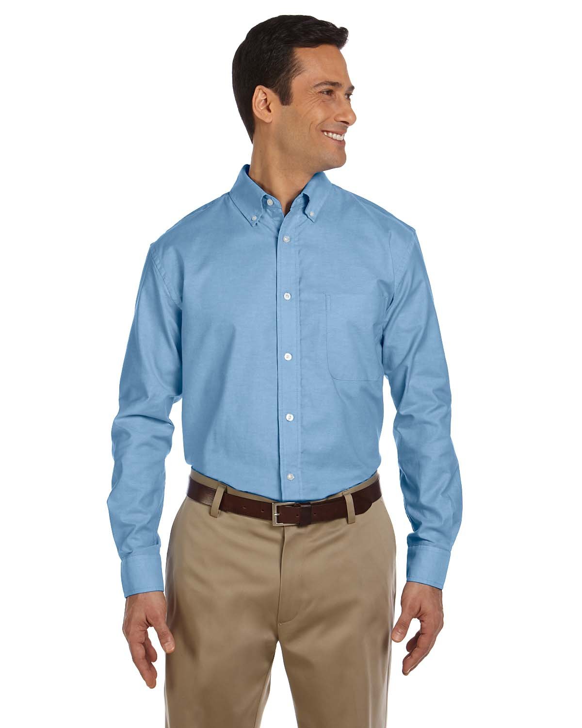 Men's Long-Sleeve Oxford with Stain-Release S LIGHT BLUE