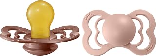 BIBS Supreme Baby Pacifier 2-Pack | Made in Denmark | BPA Free Dummy Soother, Symmetrical Nipple. Natural Rubber Latex, Size 2 (6-18 Months), Woodchuck / Blush