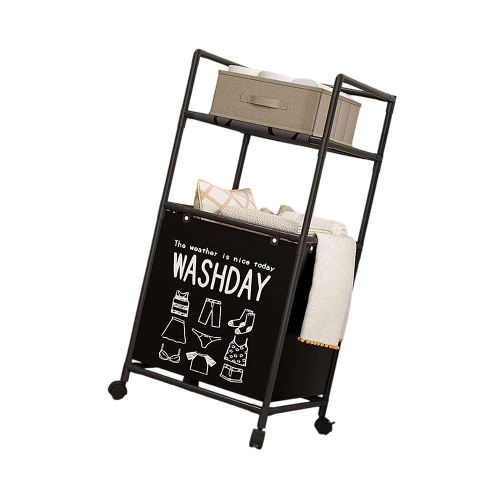 Foldable Clothes Hamper with Rolling Multiple Shelf Designs Space Saving Laundry Basket for Small Space Extendable Laundry Sorter
