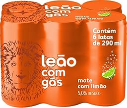 Pack de Matte Leão Limão com Gás Lata 290ml, 6 unidades