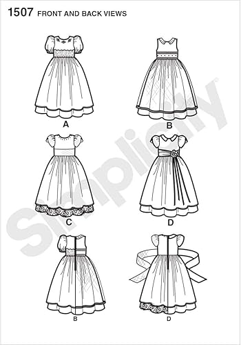 Miniatura 3 de Simplicity 1507 Vestido formal para niña pequeña, patrón de costura, tallas 12-3