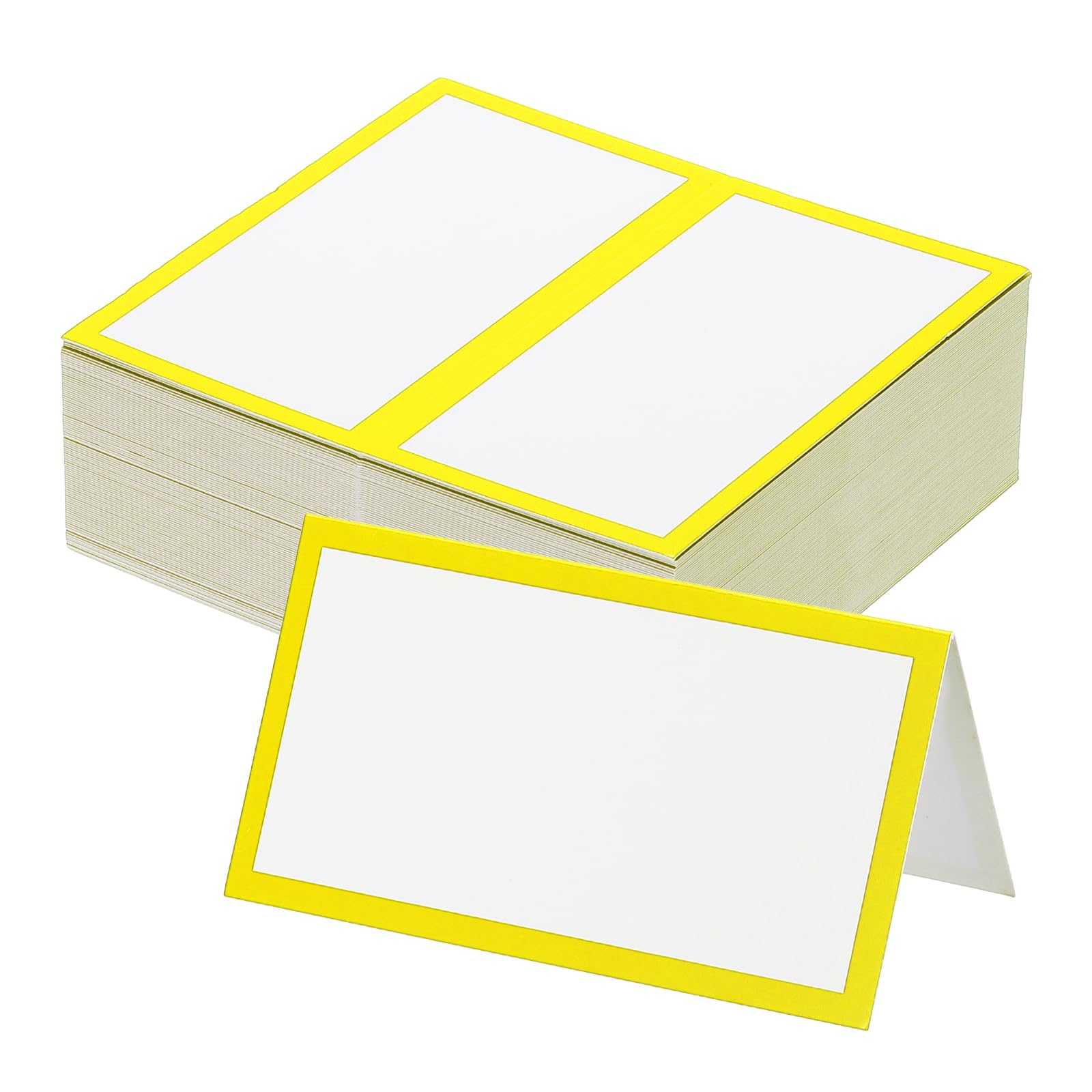 PATIKIL 100Pcs Table Place Cards, 3.5 x 2 Inches Blank Name Place Cards for Table Setting Wedding Reception Buffet, Yellow
