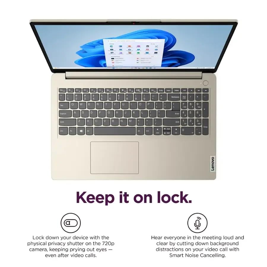 Image of Lenovo Ideapad 1 15.6 inch HD Laptop, Intel Celeron N4500, 12GB Memory 640GB Storage(128GB eMMC+512GB Card), Wi-Fi6, Bluetooth, Win11Pro & Office Lifetime License, Sand, with USB 3.0 Hub, W /GaLiMu