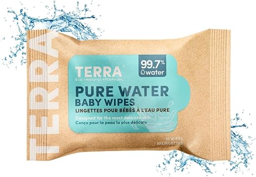 Terra® 100% Biodegradable Bamboo Baby Wipes – 10 Count (Pack of 1) | Unscented Water-Based, Plastic & Alcohol-Free Baby Wet wipes| Gentle on Sensitive Skin, Dermatologist-Tested Natural Baby Wipes.