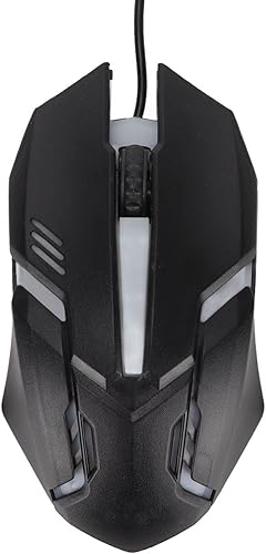 Diyeeni Ratón para juegos RGB, mouse con cable de computadora de 1600 DPI, mouse ergonómico para juegos, luces coloridas, rueda de desplazamiento