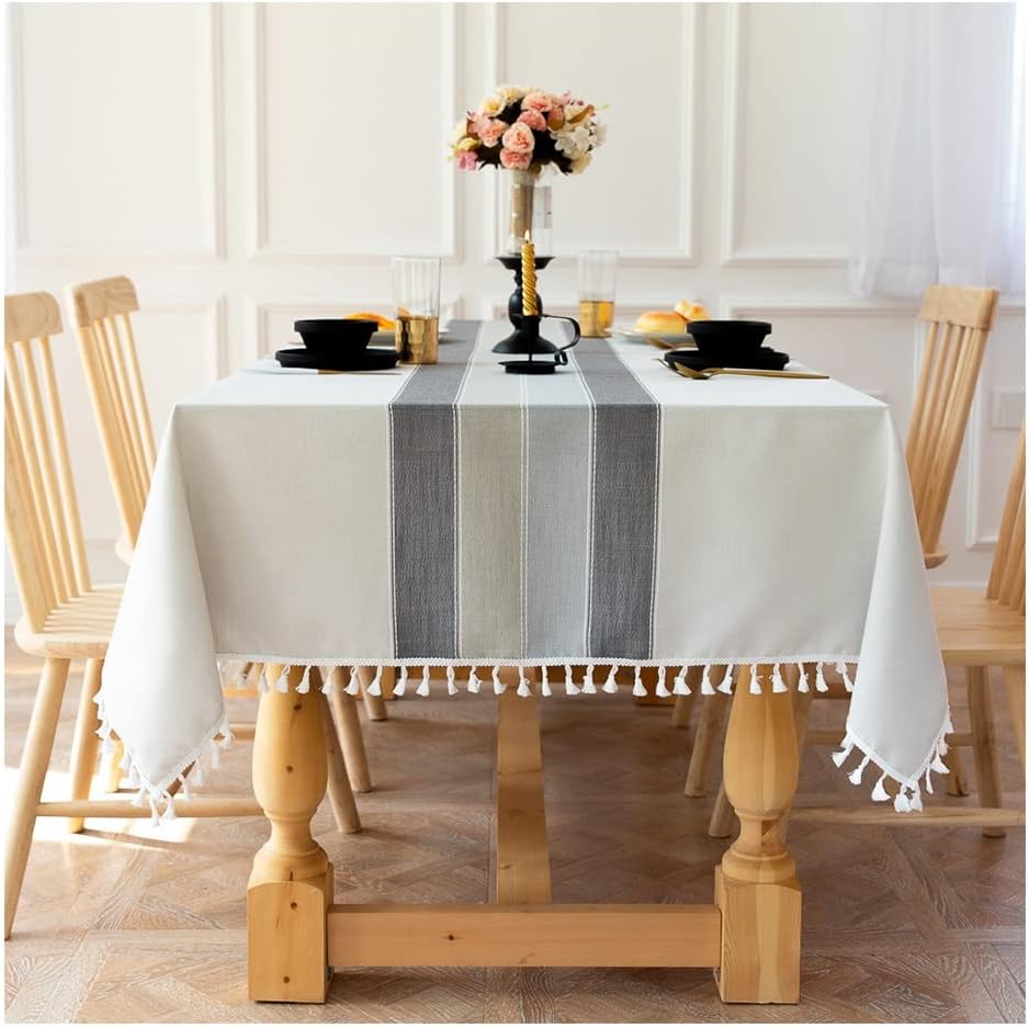 Rectangle Rustic Striped Tablecloths Dust-Proof Outdoor Tablecloth Vintage Tabletop Decor for Home Kitchen Decoration (Color : A, Size : 110x110cm)