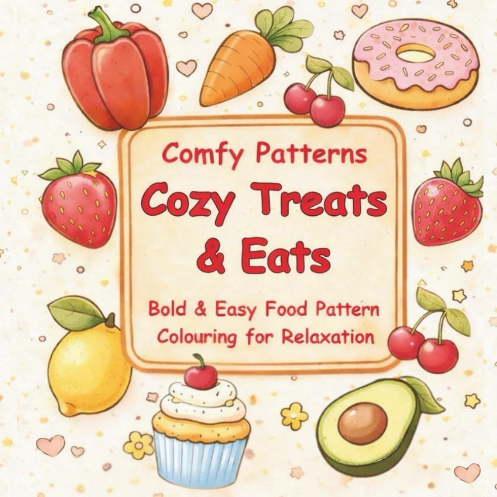 Comfy Patterns: Cozy Treats & Eats: Bold & Easy Food Pattern Colouring for Relaxation