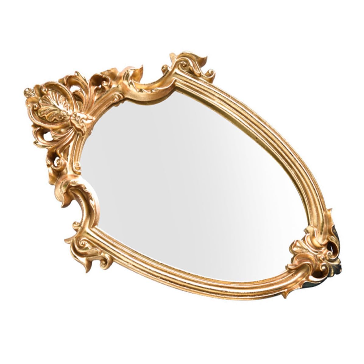 Miroir de Salle de Bain en Résine Or Effet Relief Décoratif