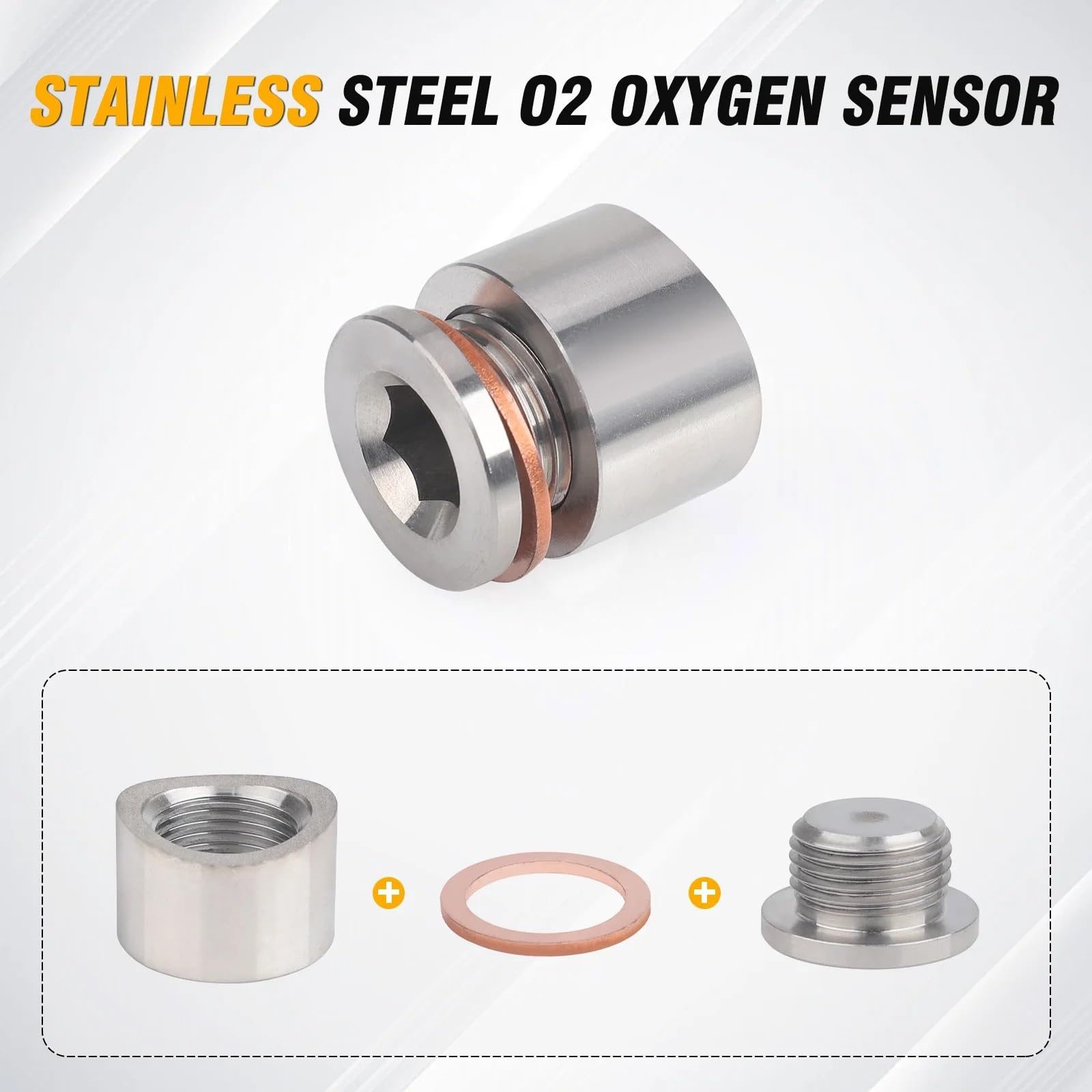 M18 x 1,5 Sauerstoff-Montagestopfen und Stopfen-Adapter im flachen Stil oder 30 45 Grad Edelstahl-Sauerstoff Lambdasonde Adapter(45 Degree)