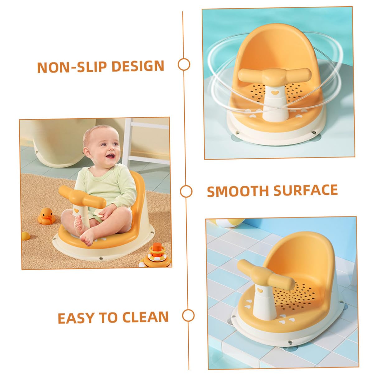 Asiento de Baño para Bebés de 6 a 12 y Resistente al Desgaste Material Pp y Tpe Adecuado para Jugar Alimentación