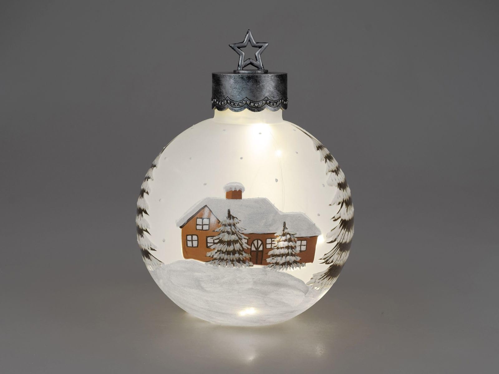 formano XXL LED Deko-Kugel 30 cm Winterdekor Glaskugel Timer 6 h/18 h beleuchtet - Batteriebetrieben - Herbst Winter Weihnachtsdeko für Tisch Regal Fensterbank