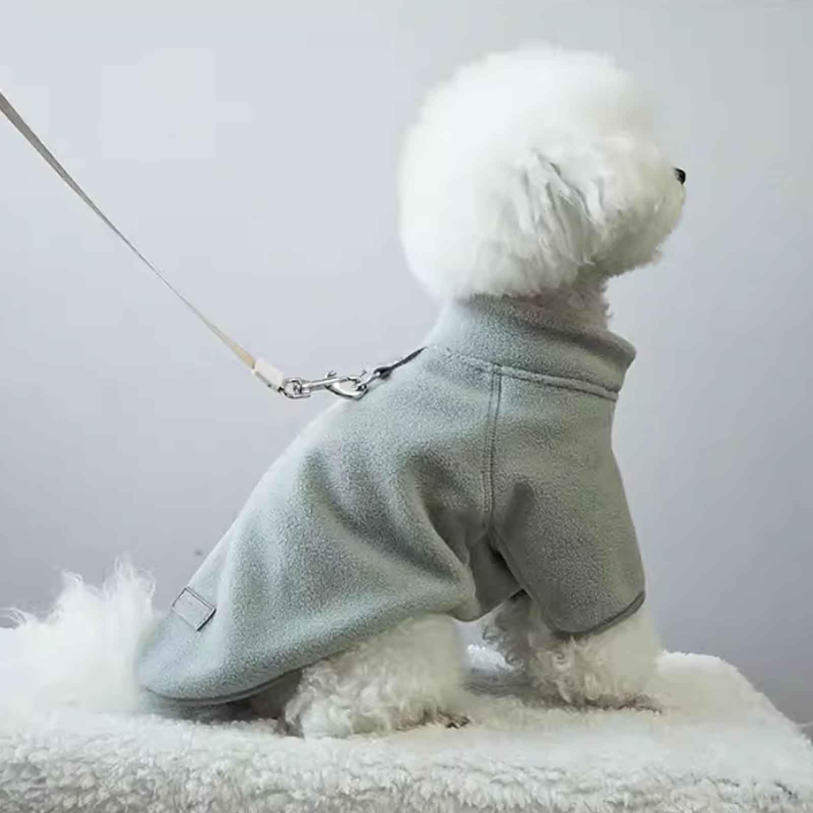 Warmer Hundemantel, Zip Up Fleece Hundeweste, 2 Beine Bedeckt, Winddicht Warme Winterjacke Mit D-Ring, Für Kleine Hunde Spazierengehen, Wandern,L