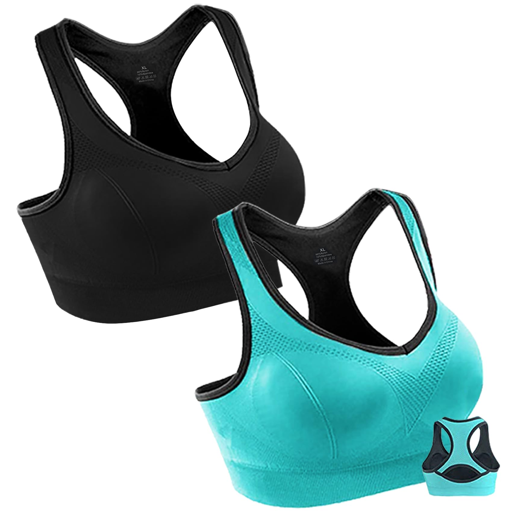 Double Couple Women Racerback Sports Bras for Women High Impact Workout Yoga Gym Fitness Bra